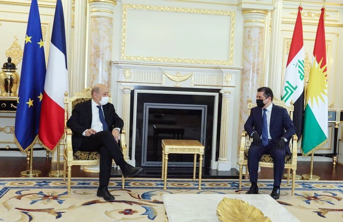 Serokwezîr Barzanî bi Wezîrê Derve yê Fransa re civiya