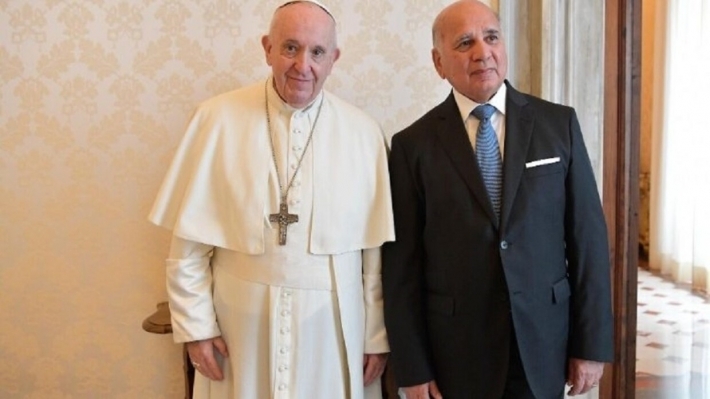 Papa pêswazî li wezîrê karên derve yê Iraqê kir