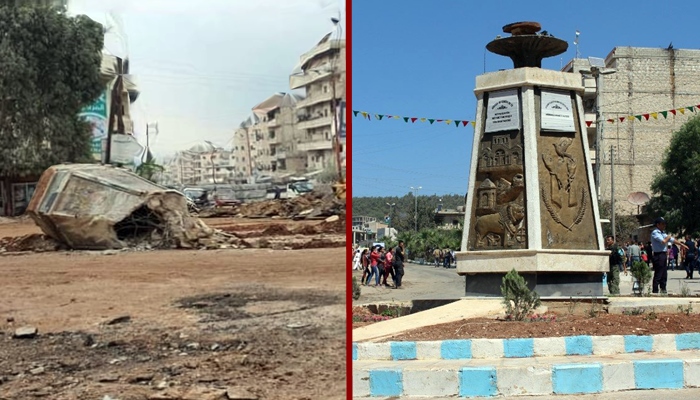 Li Efrînê peykerê Newrozê hat hilwesandin û navê meydanê hat guhertin