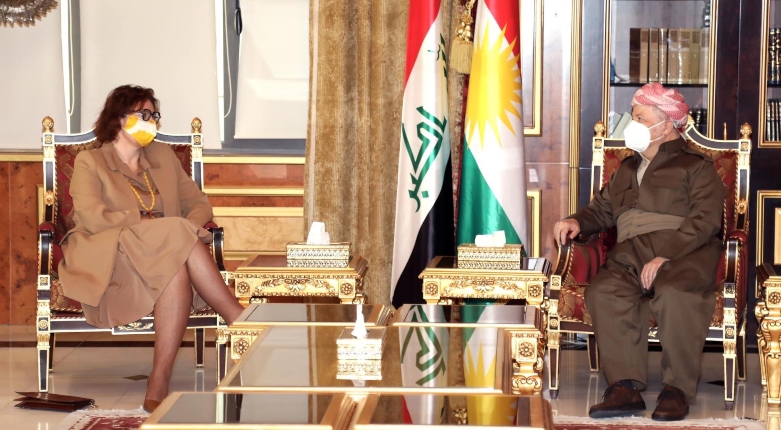 Serok Mesûd Barzanî bi Seroka Ofîsa Hemahengiya Ewropayê re civiya