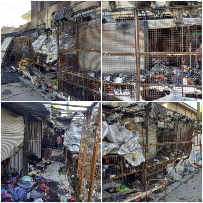 Li bajarê Sine agir bi bazarê ket: Bi dehan dikan sewitîn